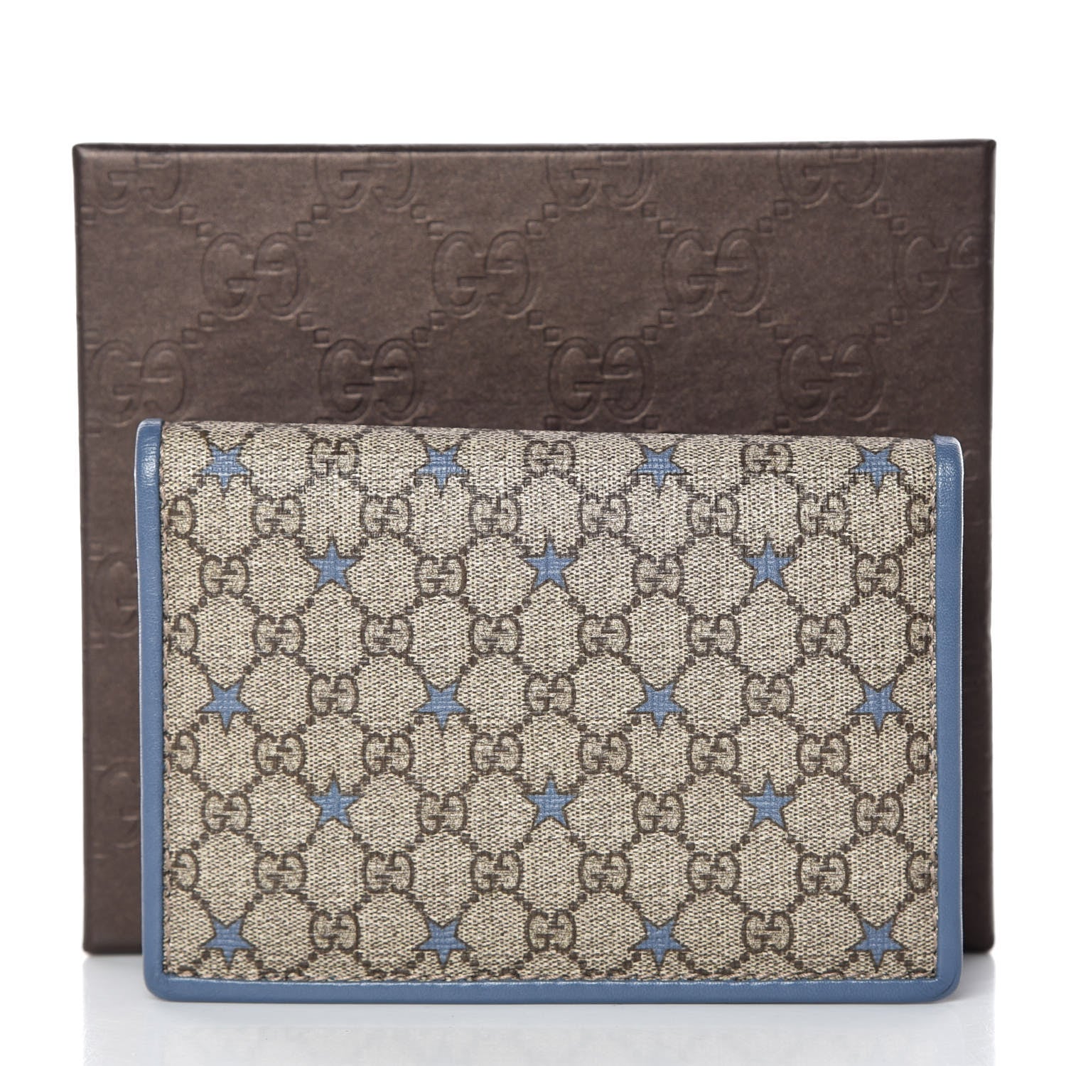 Gucci GG Supreme Monogram Stars ID Card Wallet Light Blue 8 of 8