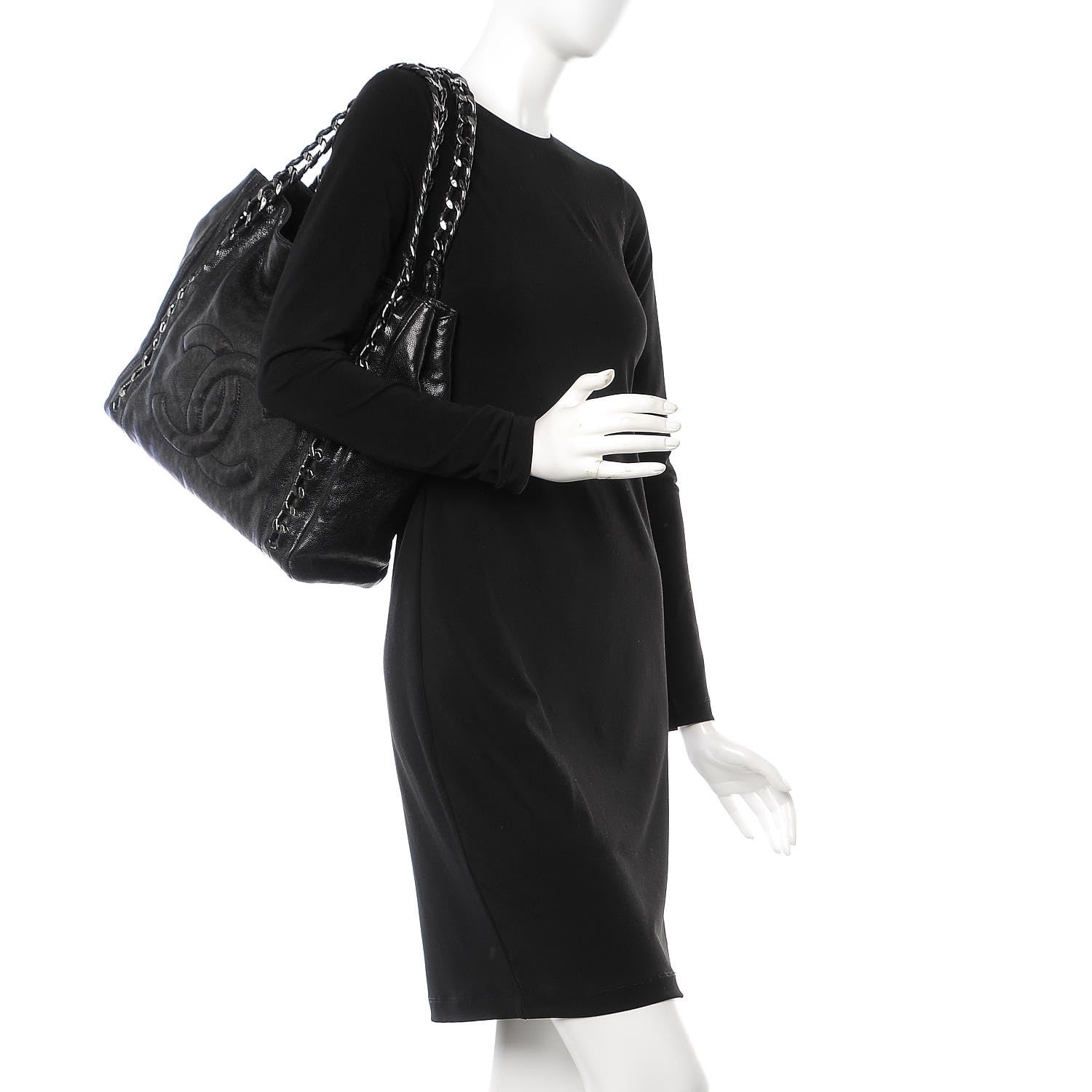 Chanel Glazed Caviar Modern Chain Tote Black 2 of 7