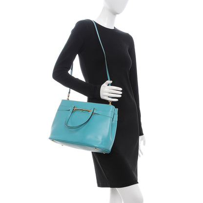 Gucci Calfskin Medium Bright Bit Top Handle Tote Turquoise 2 of 8