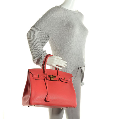Hermes Taurillon Clemence Birkin 35 Rouge Pivoine 2 of 23