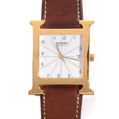 Hermes Stainless Steel Barenia 30.5mm Heure H Hour Quartz Watch Fauve 1 of 9