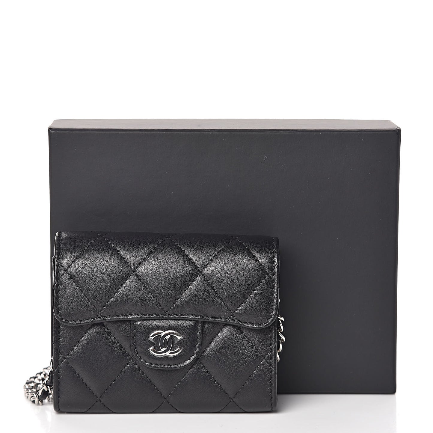 Lambskin Quilted Classic Clutch With Chain Black