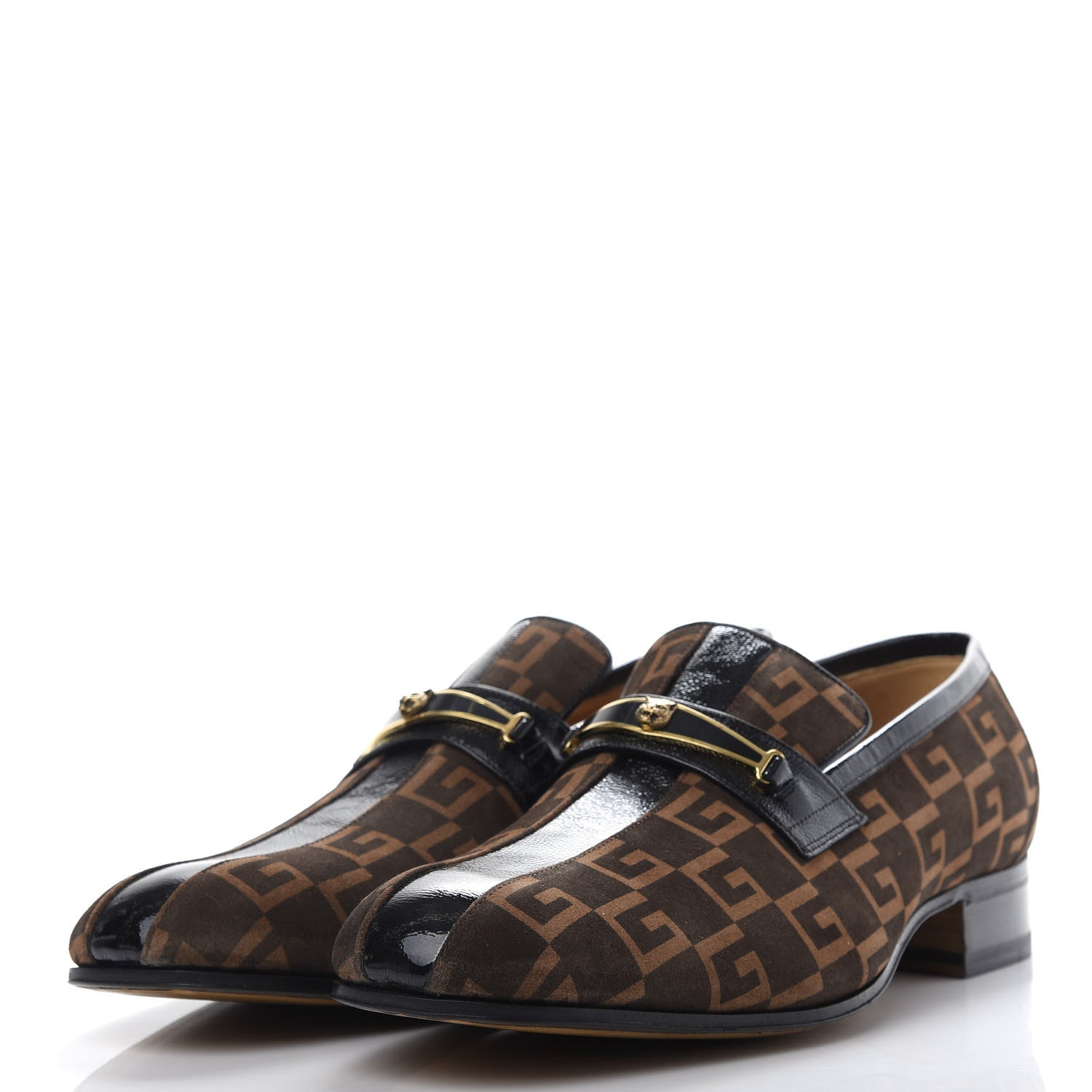 Gucci Vernice Naplack Suede Mens Square G Loafers 11 Black Sigaro 3 of 12