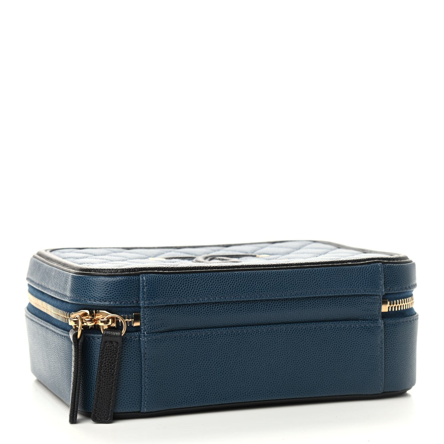 Caviar Quilted Medium CC Filigree Vanity Case Navy Black