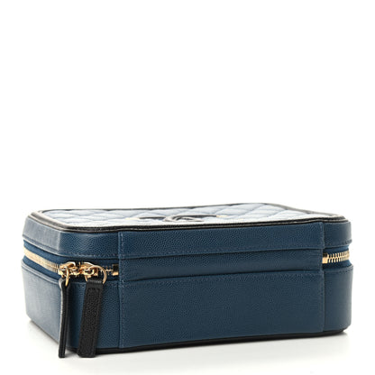 Chanel Caviar Quilted Medium CC Filigree Vanity Case Navy Black 4 of 9