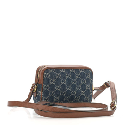 Gucci New Denim GG Monogram Dollar Calfskin Mini Ophidia Shoulder Bag Blue Tea Cuir Epilog 3 of 9