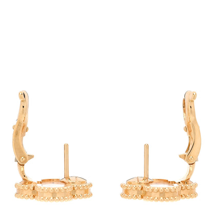 Van Cleef & Arpels 18K Yellow Gold Mother of Pearl Vintage Alhambra Earrings 3 of 5