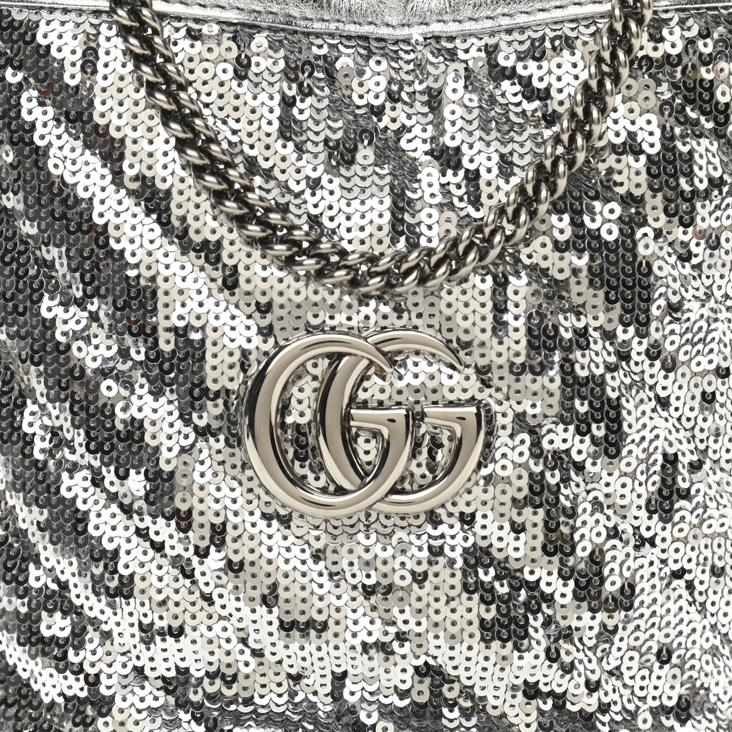 Gucci Sequin Mini GG Marmont 2.0 Bucket Bag Silver 4 of 10