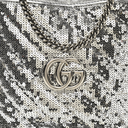 Gucci Sequin Mini GG Marmont 2.0 Bucket Bag Silver 4 of 10
