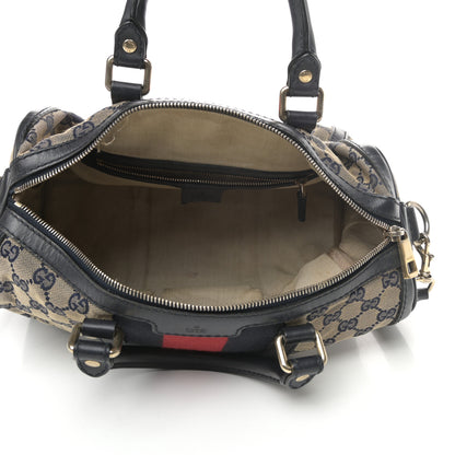 Gucci Monogram Selleria Calfskin Vintage Web Medium Boston Beige Blue 5 of 9