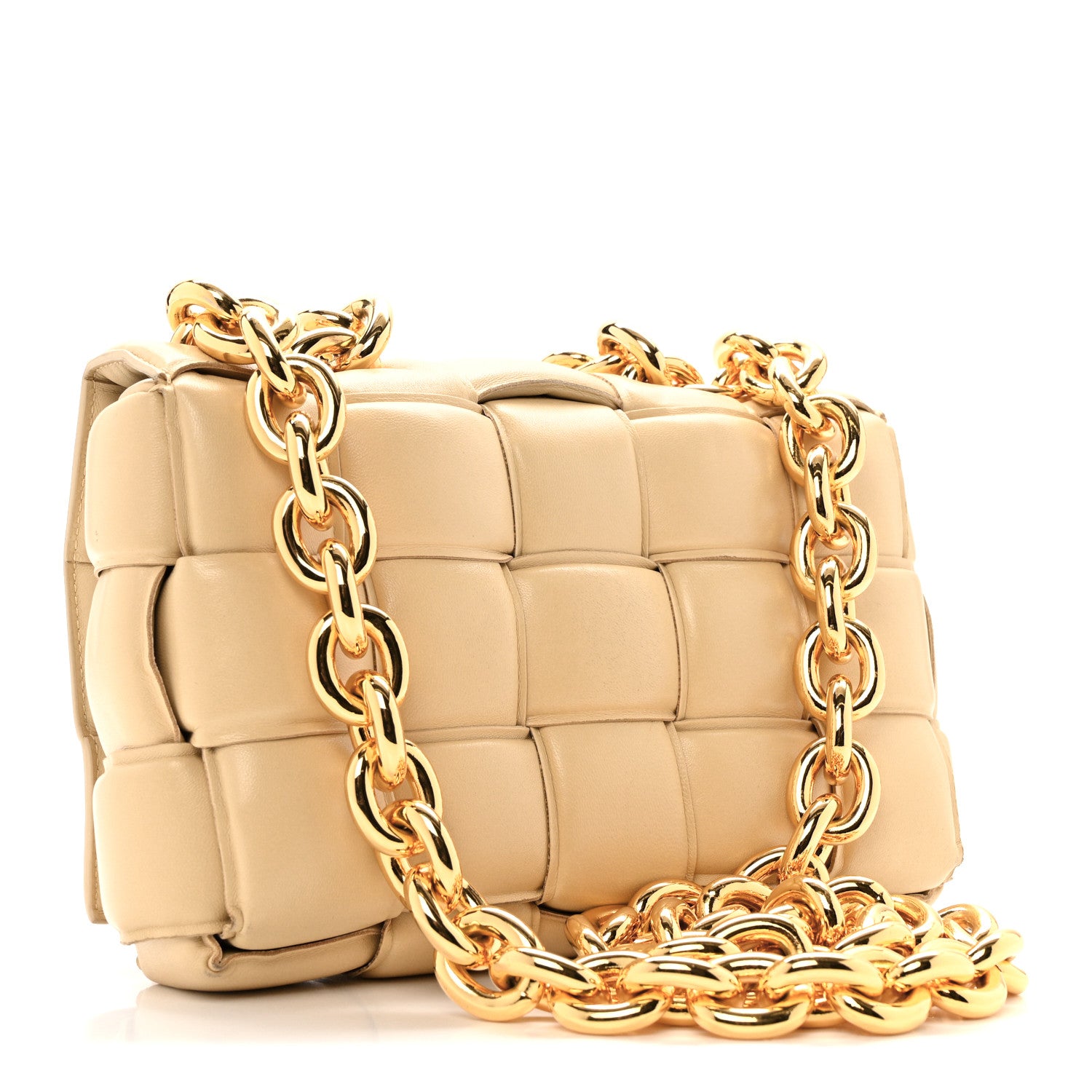 Bottega Veneta Lambskin Maxi Intreccio Padded Chain Cassette Crossbody Bag Porridge 3 of 13