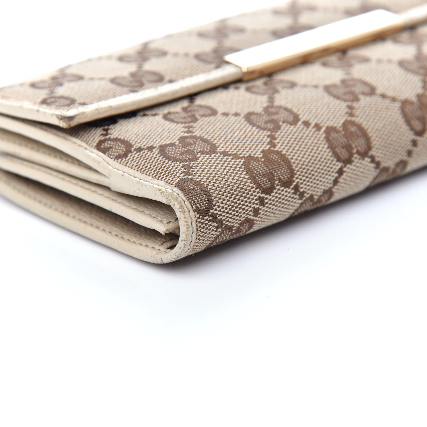 Gucci Monogram Metal Bar Continental Flap Wallet Off White 12 of 12
