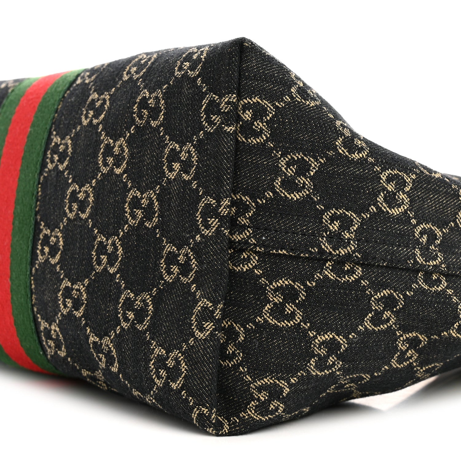 Gucci Denim GG Monogram Web Small Giglio Tote Black Ivory 10 of 10