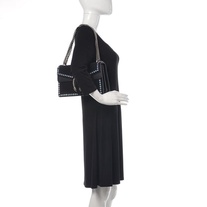 Gucci Suede Crystal Small Dionysus Shoulder Bag Black 2 of 11