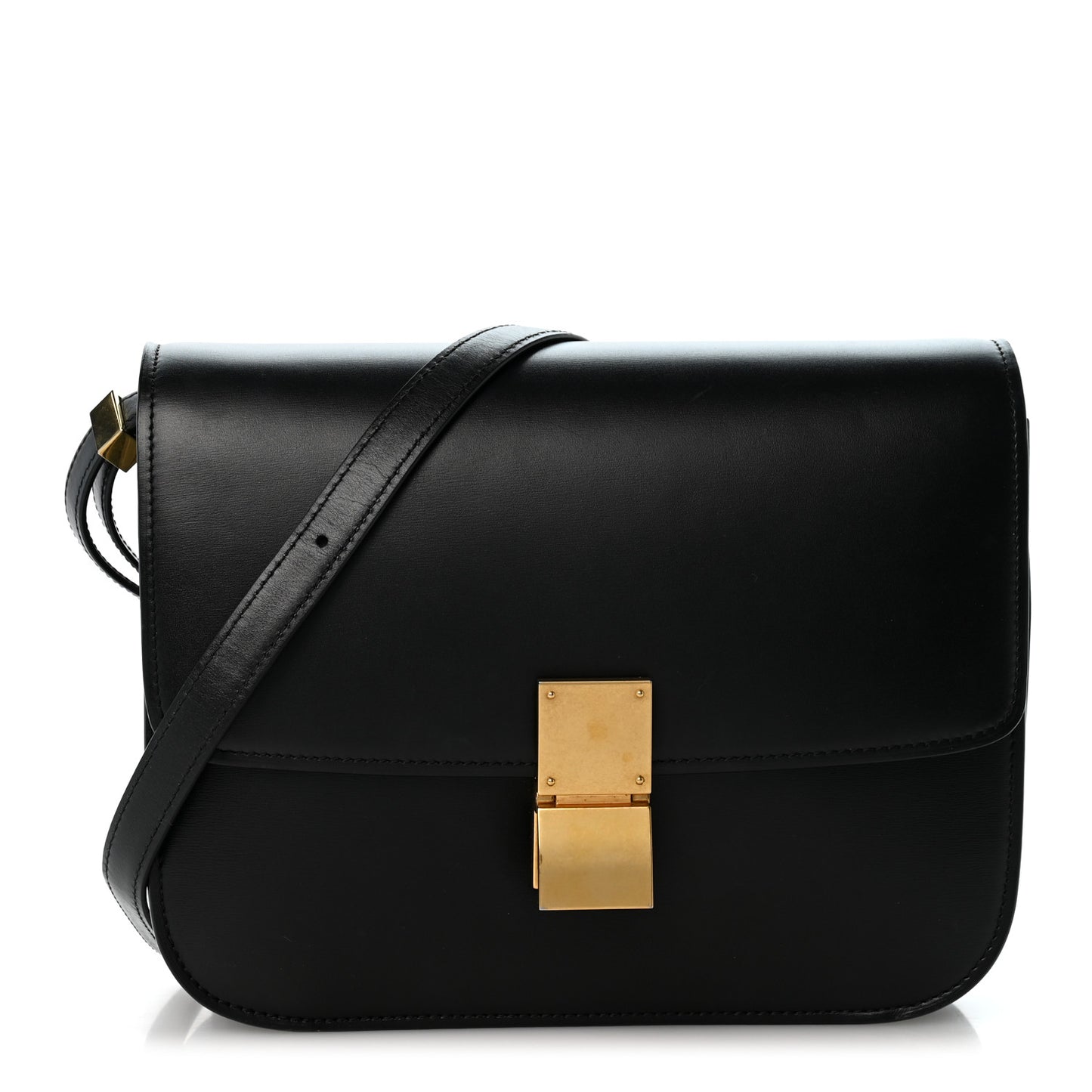 Box Calfskin Medium Classic Box Flap Bag Black