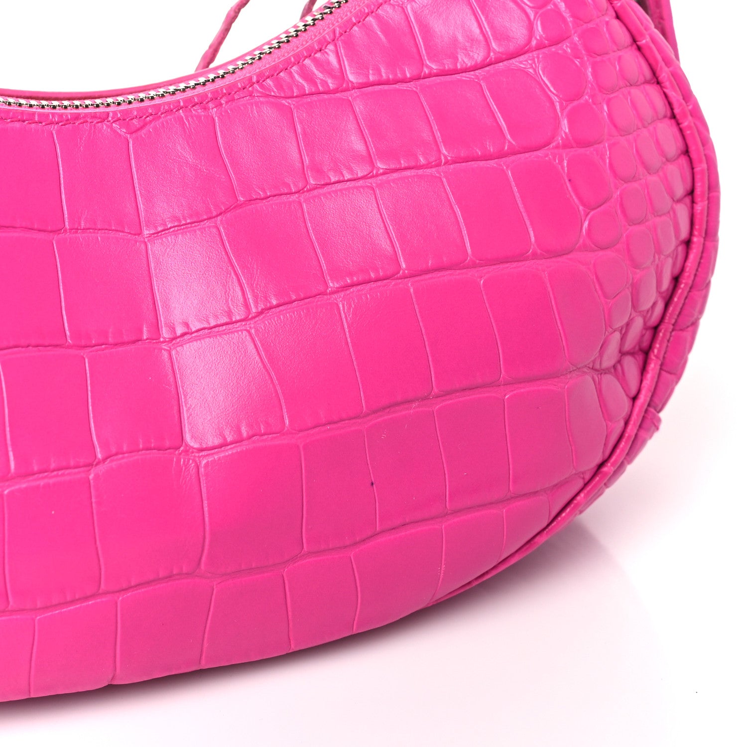 Balenciaga Extra Supple Calfskin Crocodile Embossed XS Le Cagole Shoulder Bag Lipstick Pink 11 of 11