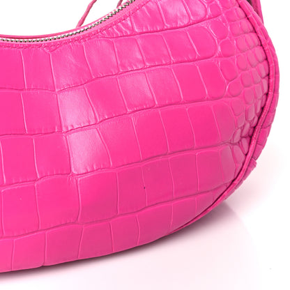 Balenciaga Extra Supple Calfskin Crocodile Embossed XS Le Cagole Shoulder Bag Lipstick Pink 11 of 11