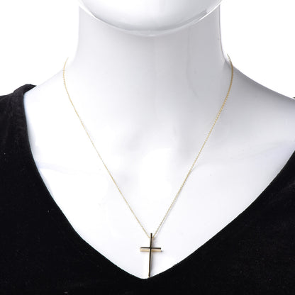 Tiffany 18K Yellow Gold Metro Cross Pendant Necklace 2 of 6