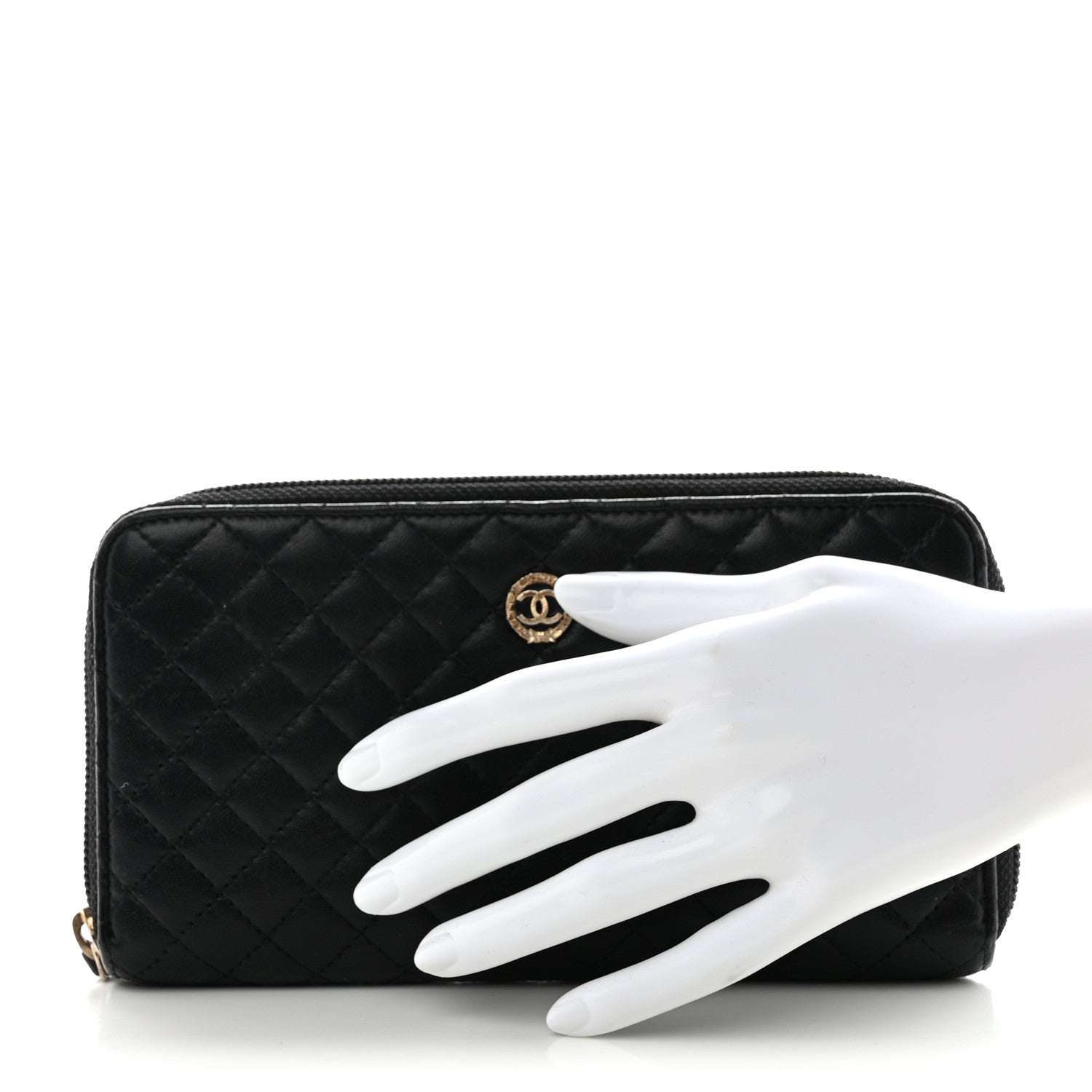 Chanel Lambskin Micro Quilted Zip Wallet Black 2 of 13