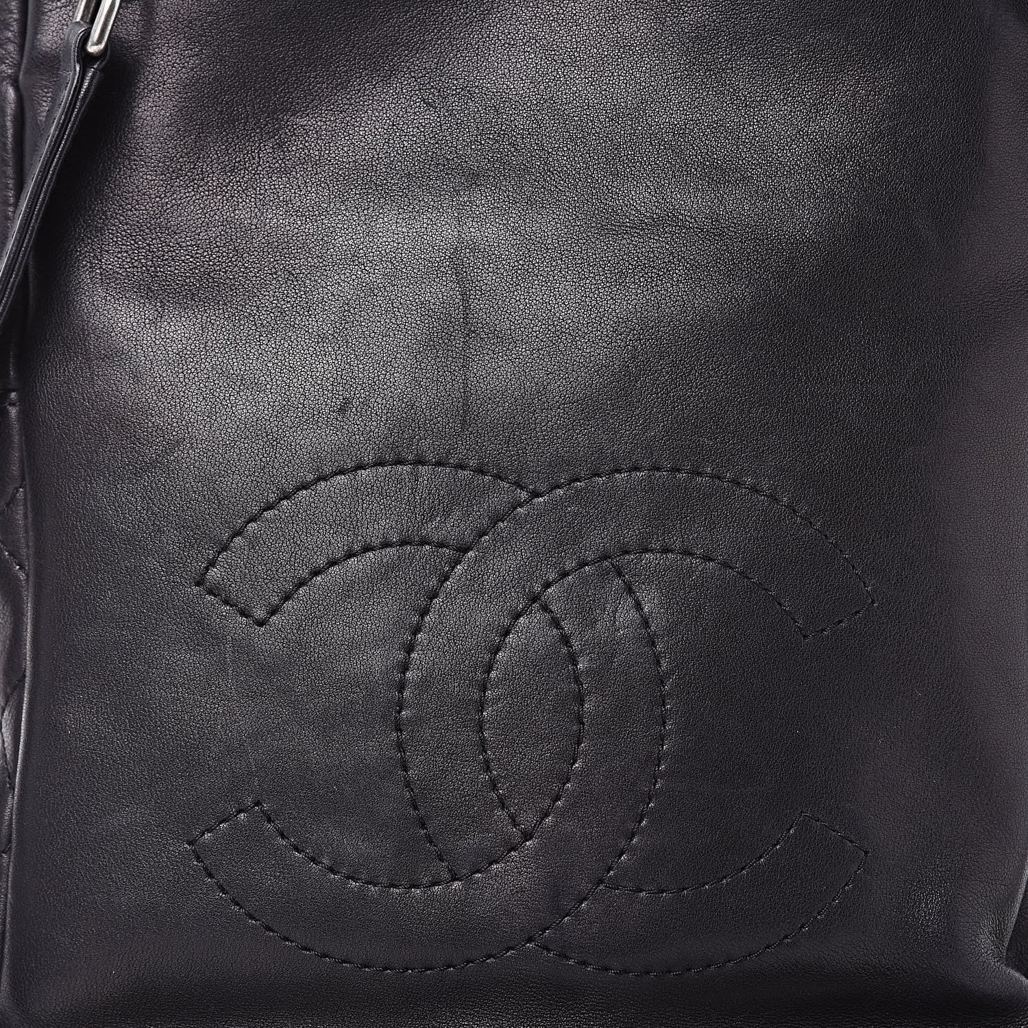 Chanel Lambskin Quilted Drawstring Backpack Black 9 of 14