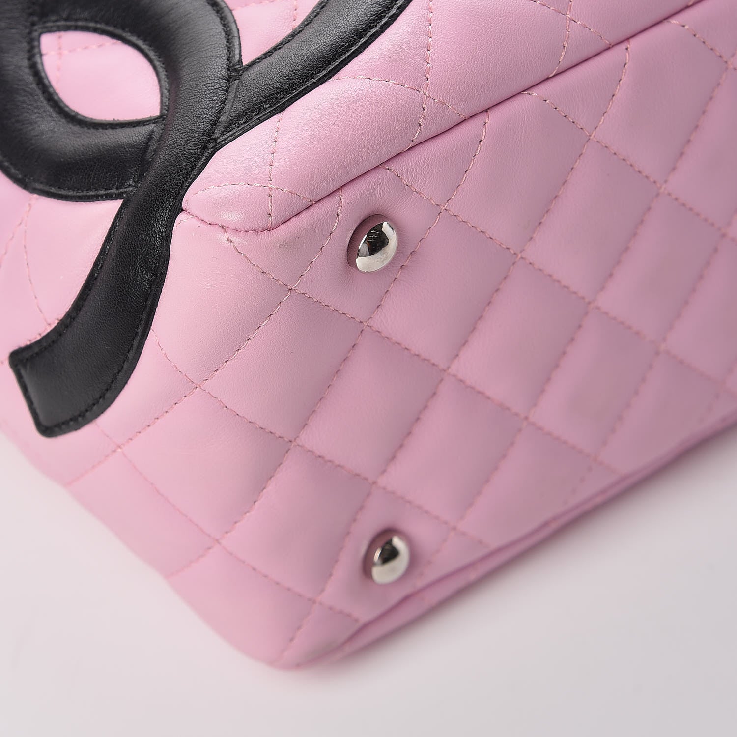 Chanel Calfskin Quilted Large Cambon Bowler Pink Black 11 of 14