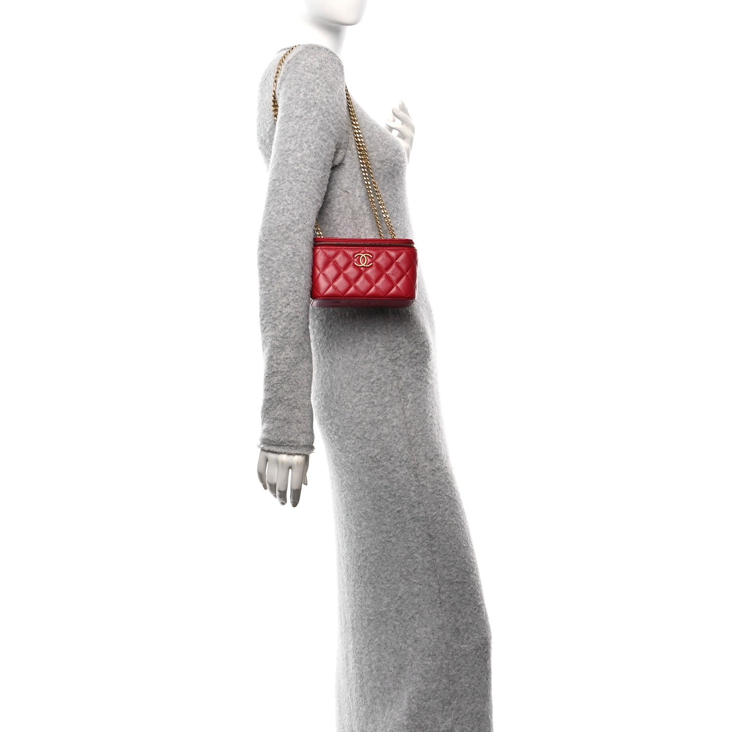 Chanel Lambskin Quilted Small Pillow Crush Vanity Case With Chain Red 2 of 11