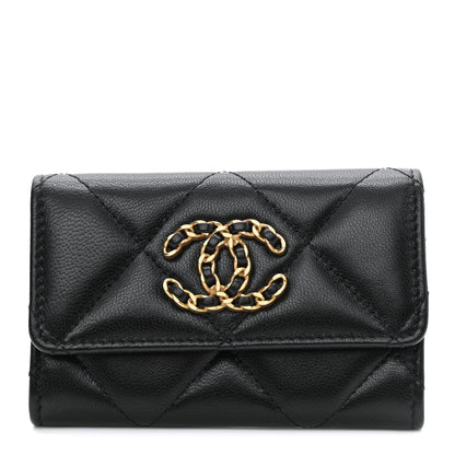 Chanel Lambskin Quilted Chanel 19 Flap Card Holder Black 1 of 9