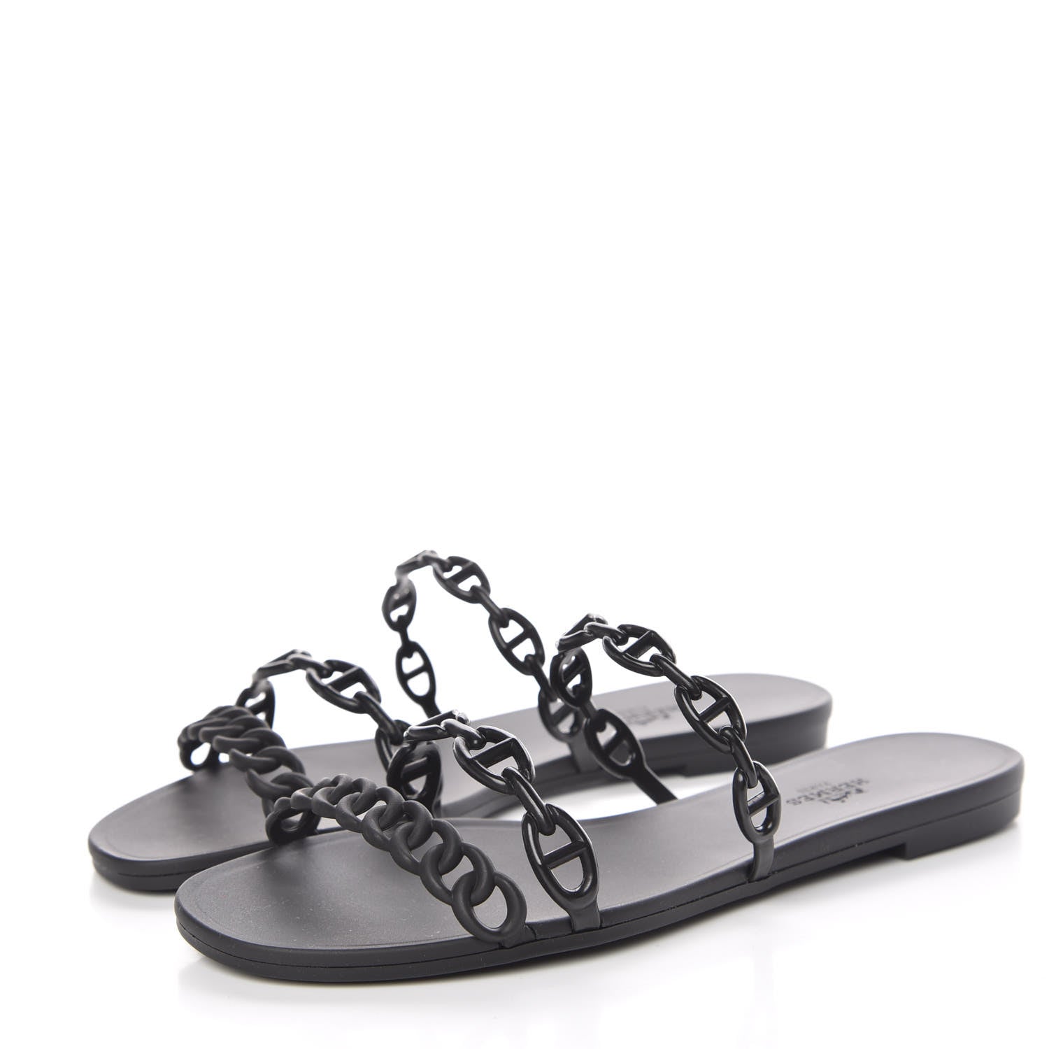 Hermes Rubber Chaine d'Ancre Rivage Sandals 39 Black 3 of 8