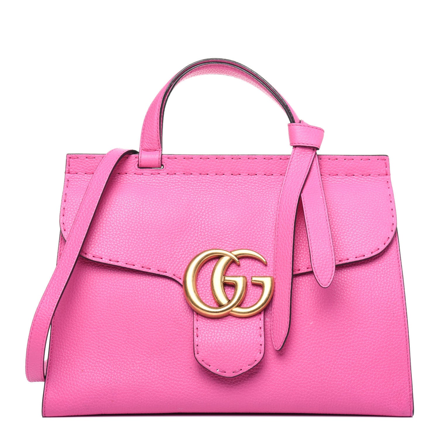 Gucci Calfskin Small GG Marmont Top Handle Bag Pink Tropical Flower 1 of 24