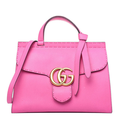 Gucci Calfskin Small GG Marmont Top Handle Bag Pink Tropical Flower 1 of 24