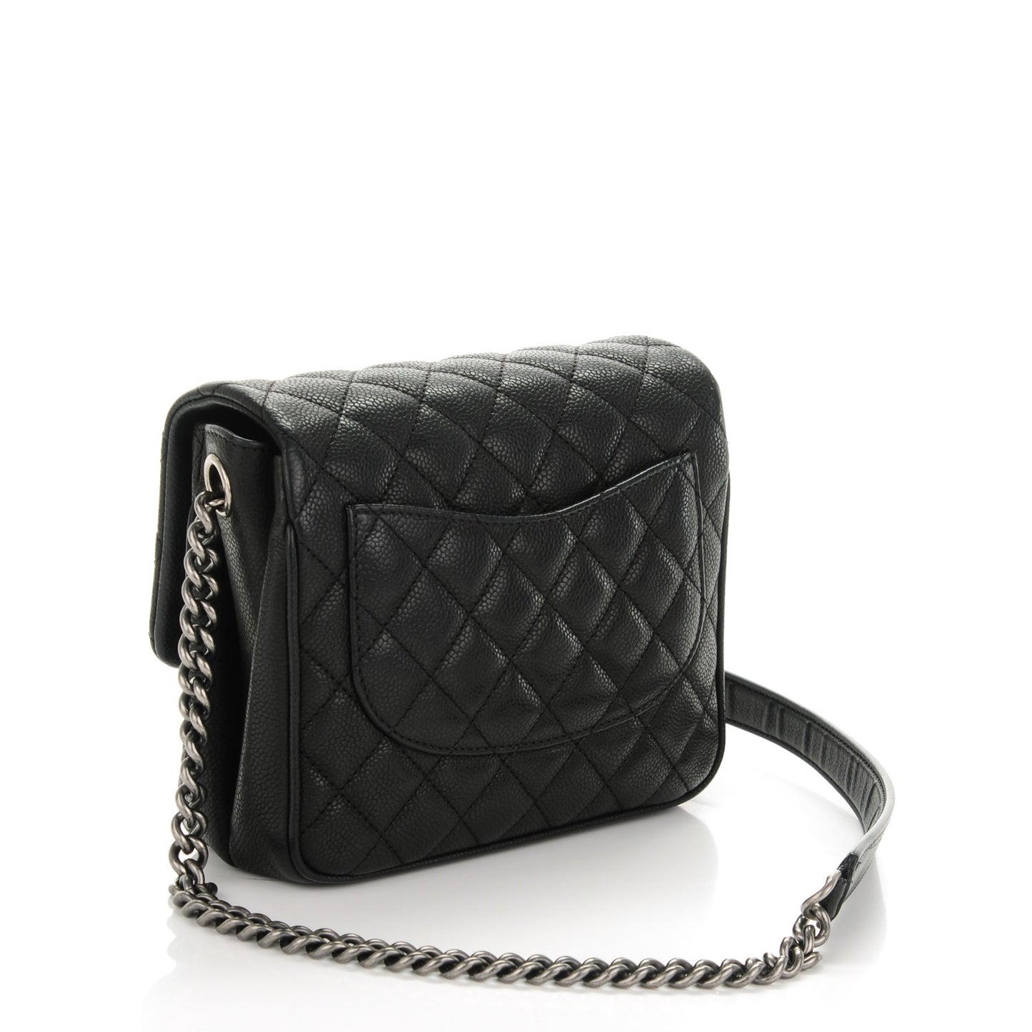 Caviar Quilted Small Rock In Rome Flap Black