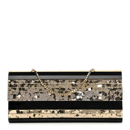 Jimmy Choo Acrylic Glitter Sweetie Clutch Black Gold 1 of 9