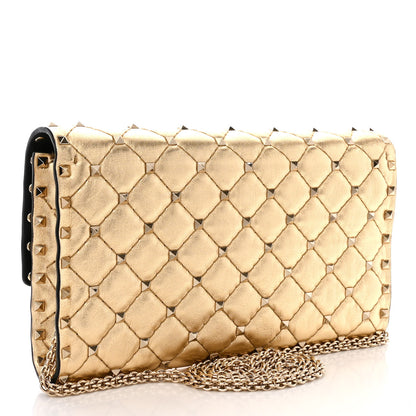 Valentino Garavani Metallic Nappa Rockstud Spike Wallet on Chain Mekong 3 of 11