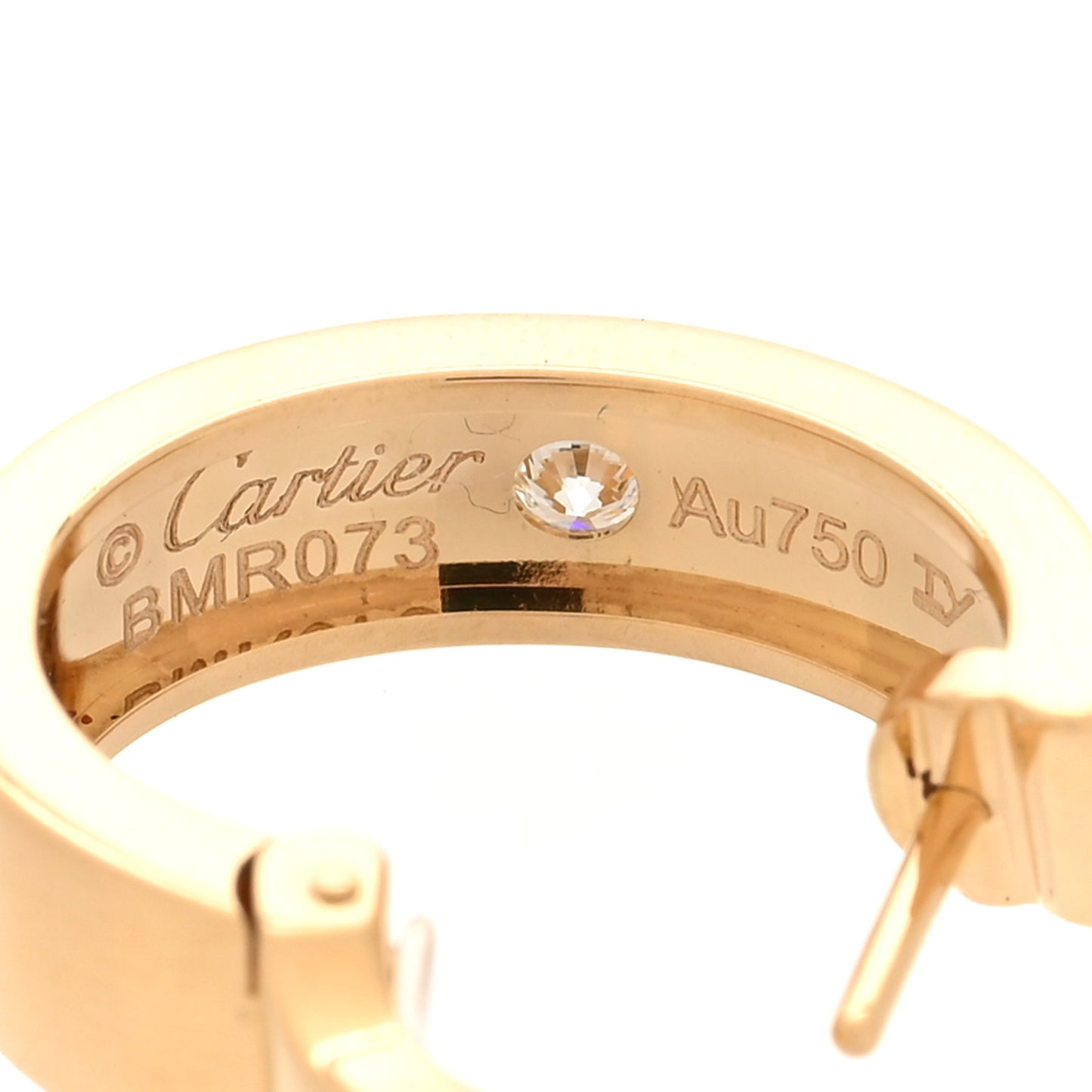 18K Yellow Gold 2 Diamond 5.5mm LOVE Hoop Earrings
