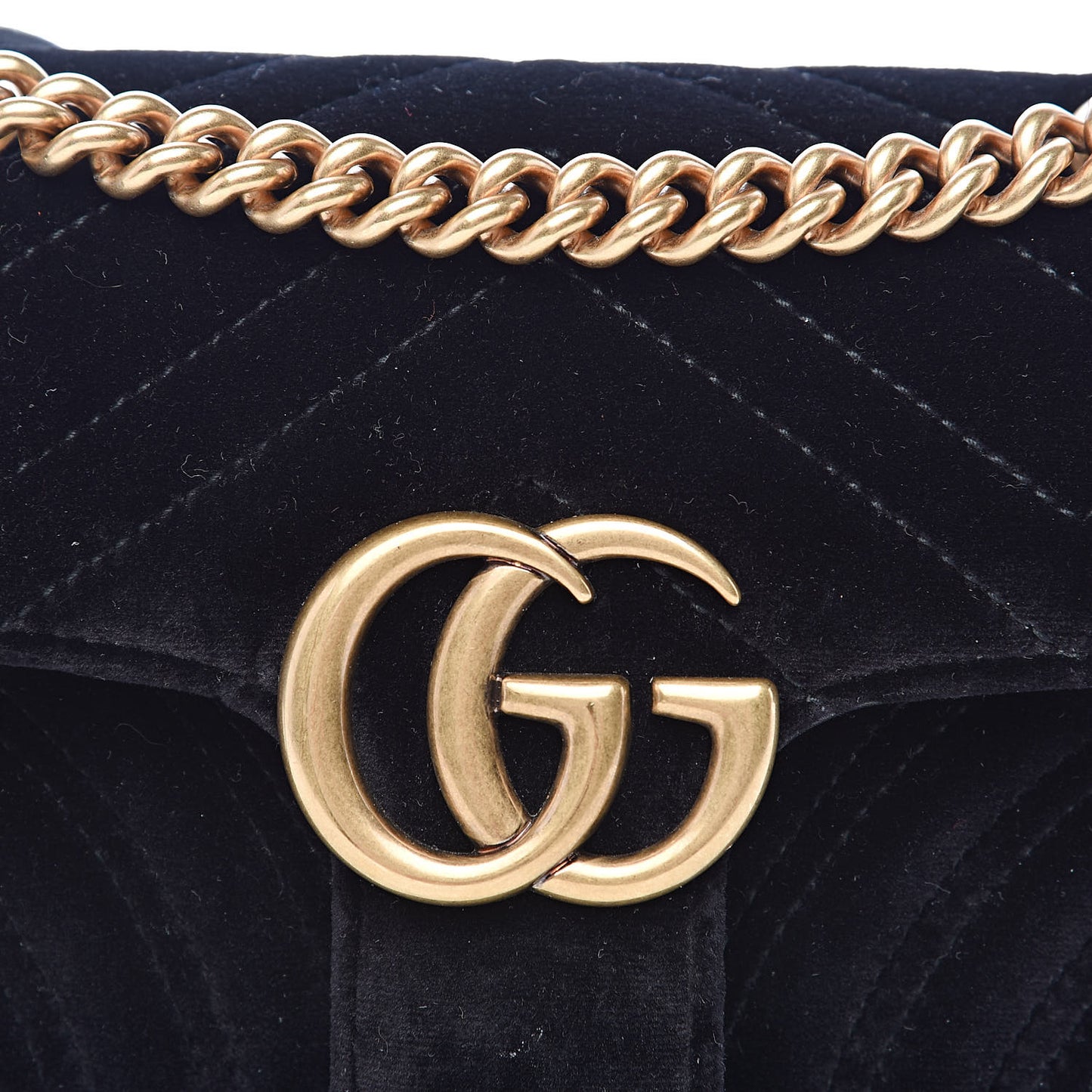 Velvet Matelasse Mini GG Marmont Shoulder Bag Black