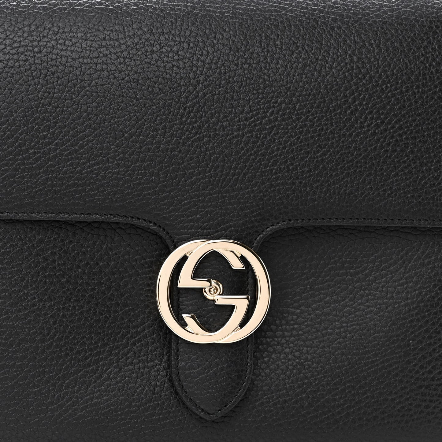Dollar Calfskin Medium Interlocking G Top Handle Shoulder Bag Black