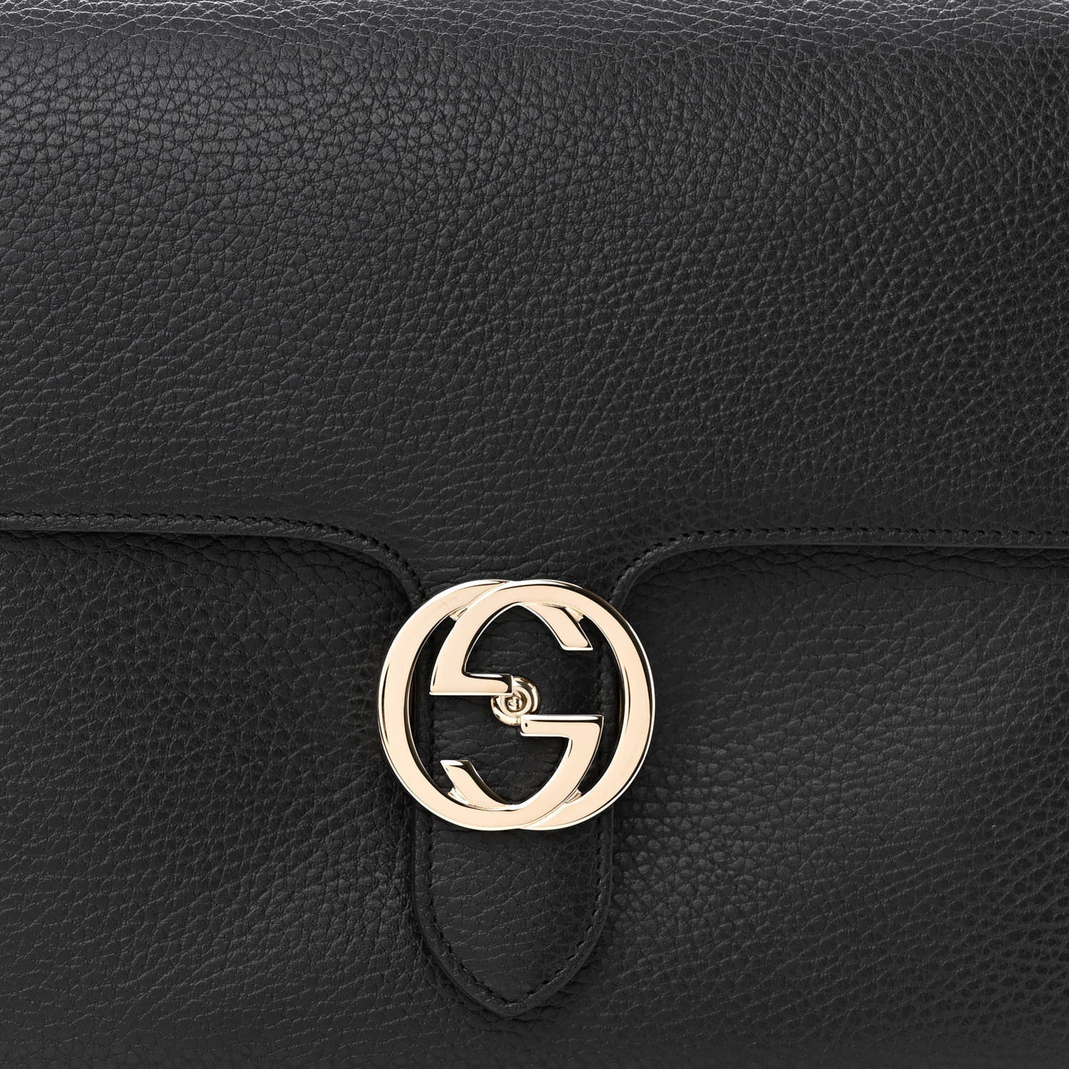 Gucci Dollar Calfskin Medium Interlocking G Top Handle Shoulder Bag Black 7 of 10