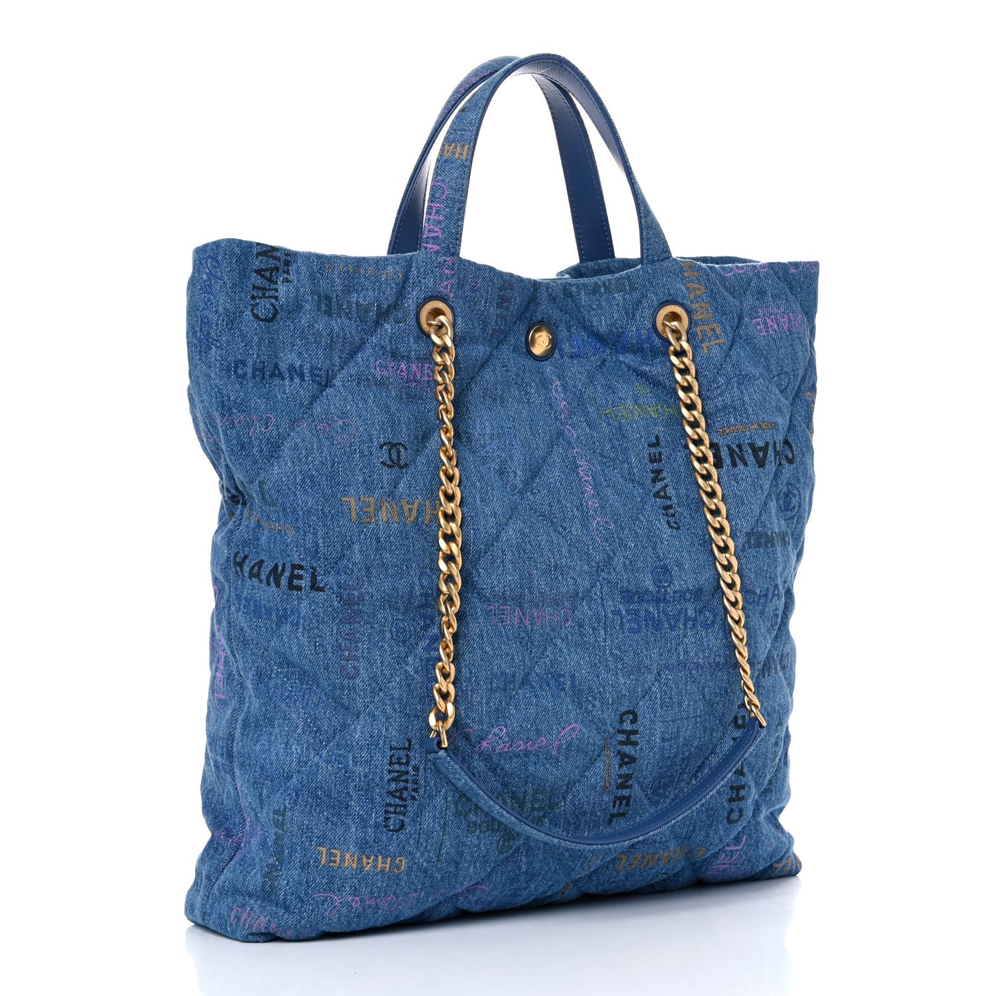 Denim Quilted Denim Mood Maxi Shopping Bag Blue Multicolor