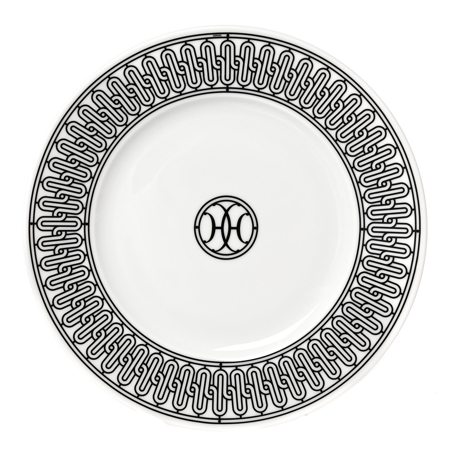 Hermes Porcelain H Deco Dessert Plates Set of 2 Black White 3 of 8