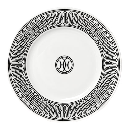 Hermes Porcelain H Deco Dessert Plates Set of 2 Black White 3 of 8