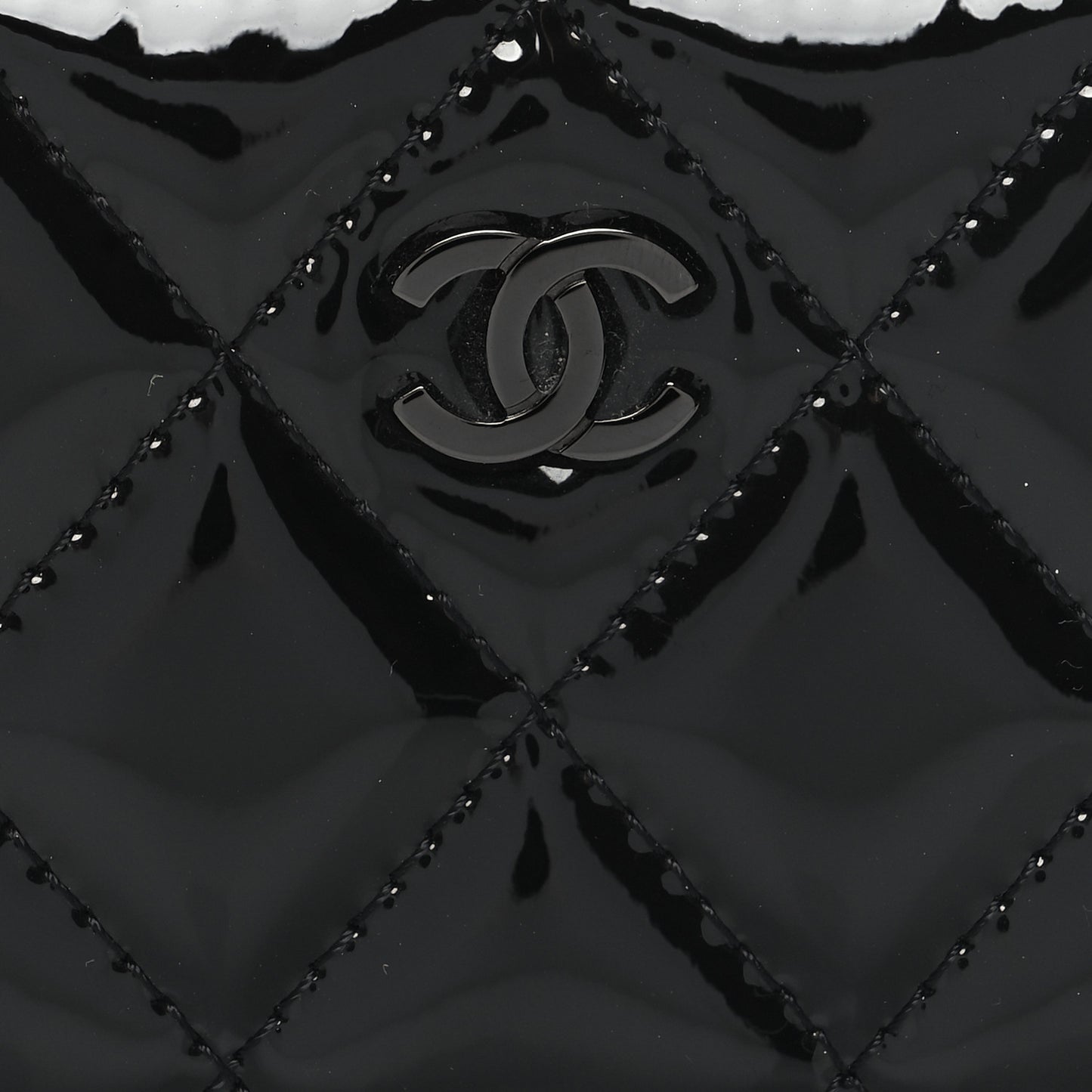Patent Lambskin Quilted Zip Coin Purse So Black