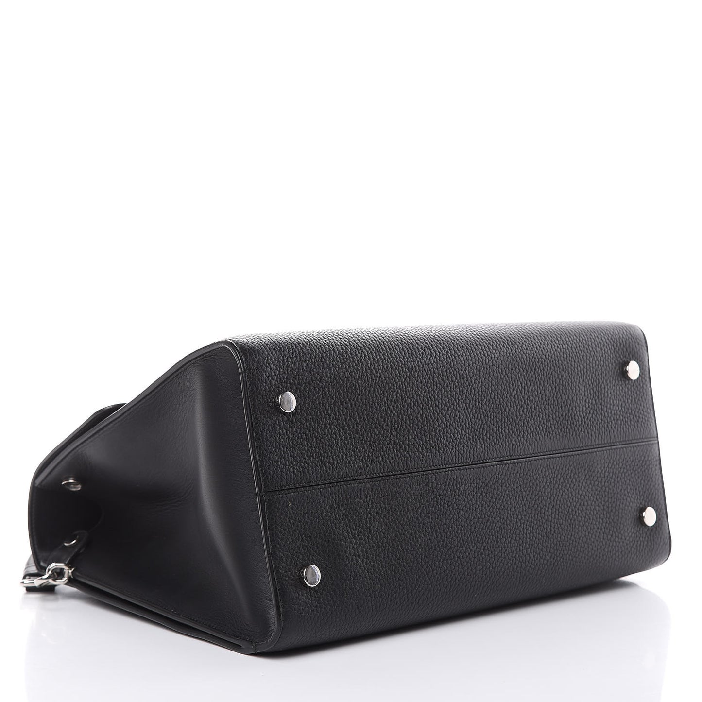 Grained Calfskin Large Diorever Flap Black
