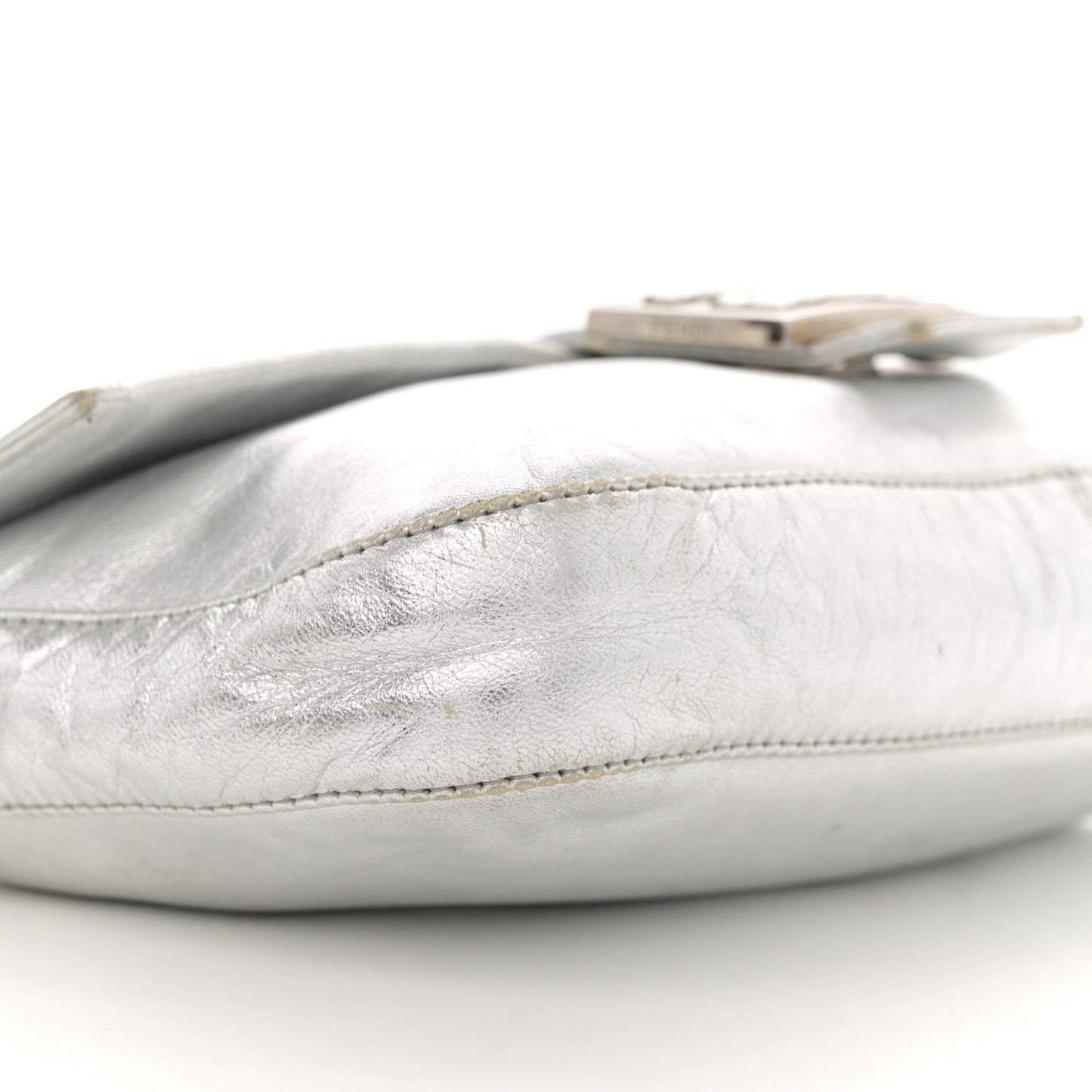 Metallic Nappa Crystal Baguette Silver