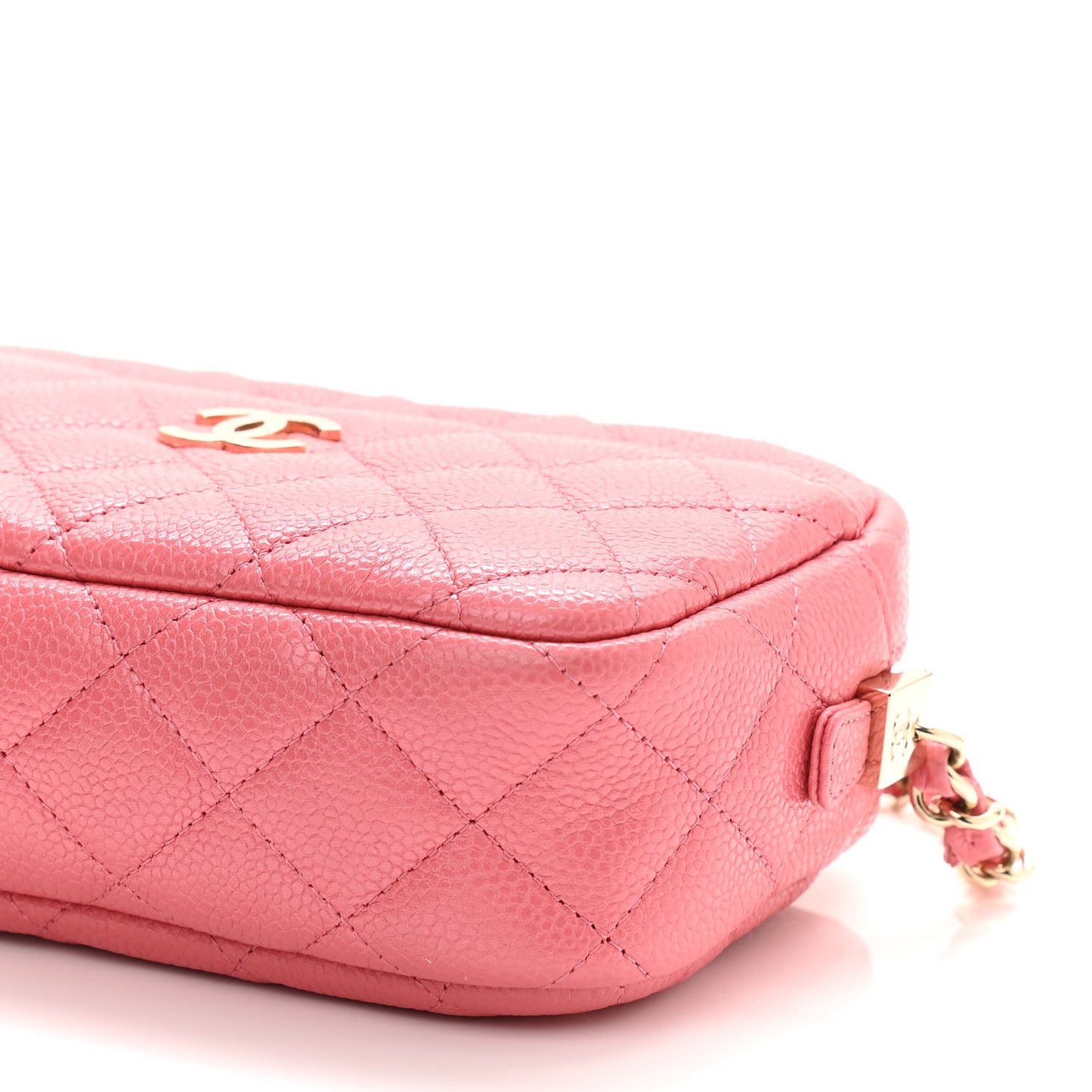 Iridescent Caviar Small Timeless Camera Case Coral
