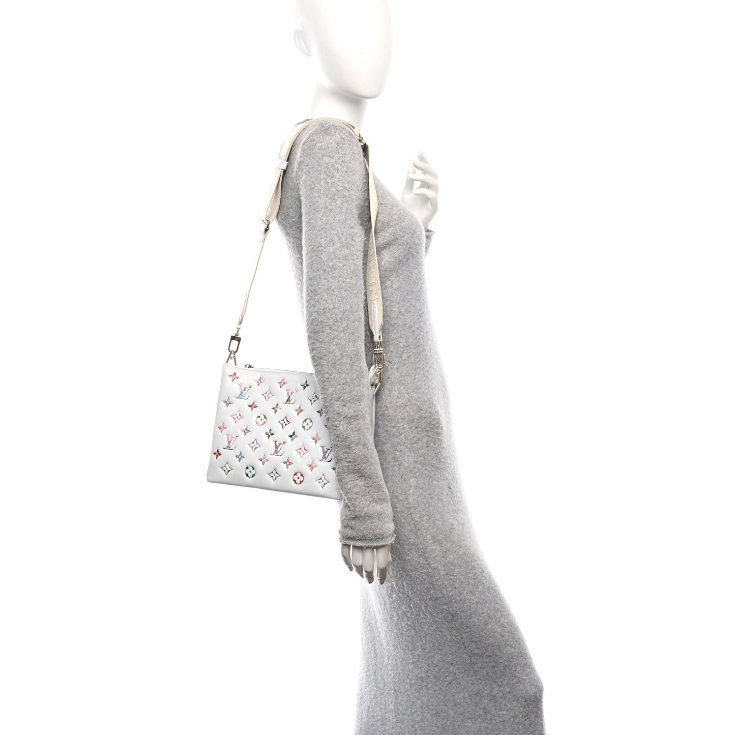 Lambskin Embossed Monogram LV Garden Coussin PM Cream