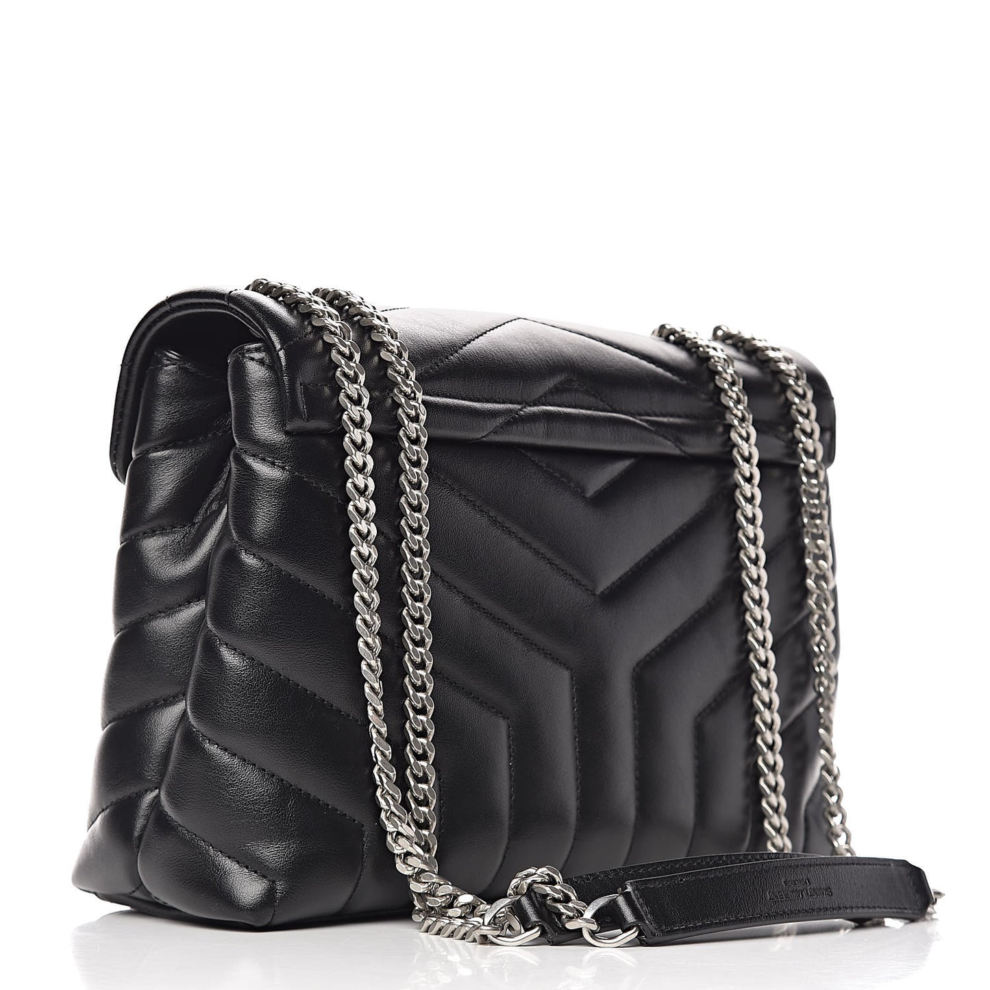 Calfskin Y Quilted Monogram Small Loulou Chain Satchel Black
