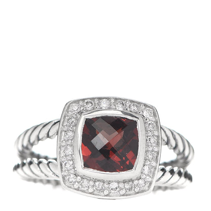 David Yurman Sterling Silver Diamond Garnet 7mm Petite Albion Ring 53 6.25 1 of 5
