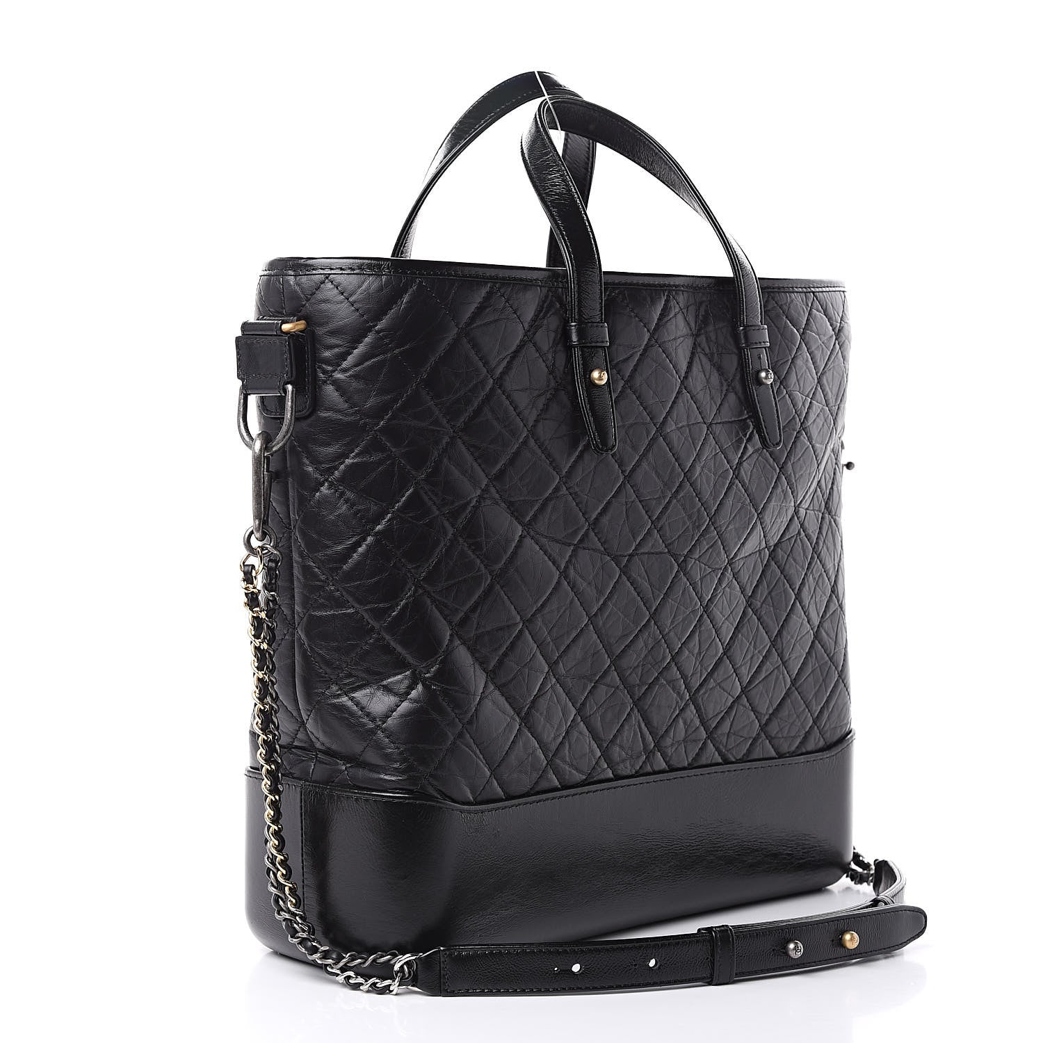 Chanel Aged Calfskin Quilted Large Gabrielle Shopping Tote Black 3 of 9