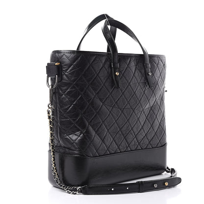 Chanel Aged Calfskin Quilted Large Gabrielle Shopping Tote Black 3 of 9