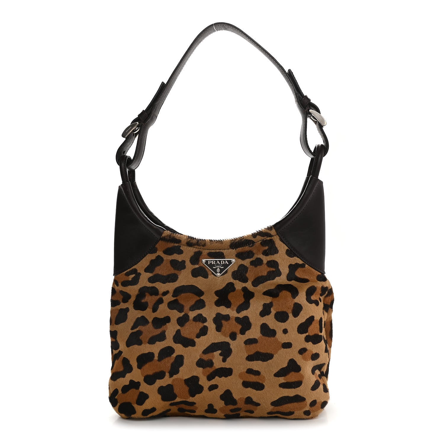 Prada Calf Hair Leopard Print Hobo Miele Moro 1 of 14